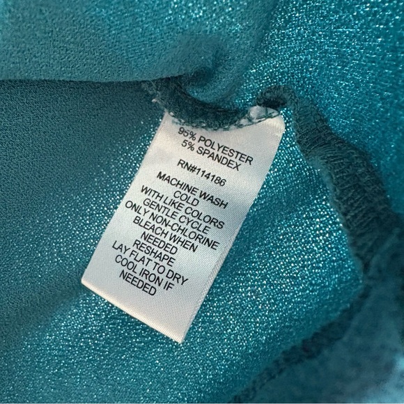 89th & Madison Teal Short Sleeve Top with Eyelet Accents - Picture 5 of 5